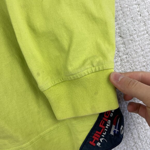 Y2K Tommy Hilfiger Sailing Gear Long Sleeve Polo Colorblock Men L Neon Read* - Picture 13 of 16